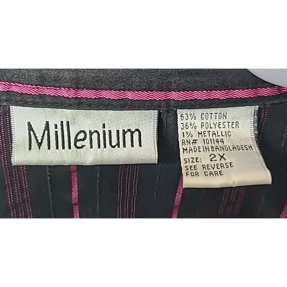 Millenium Womens Plus Size Top  2X Button‎ Up Goth Office Casual - Picture 3 of 9